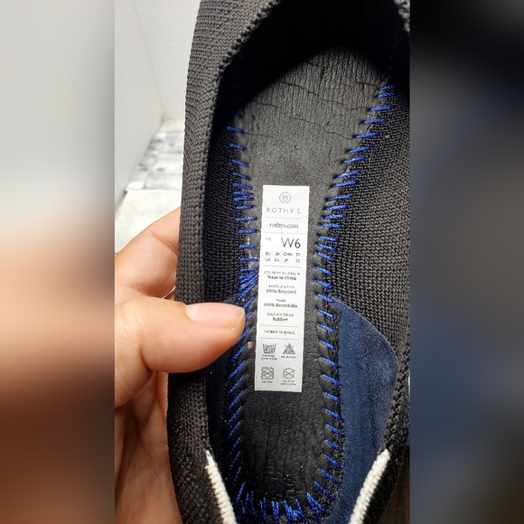 Rothy's The Flat Black Round Toe White Halo Slip on Shoes Retired Size 6 - Picture 9 of 10